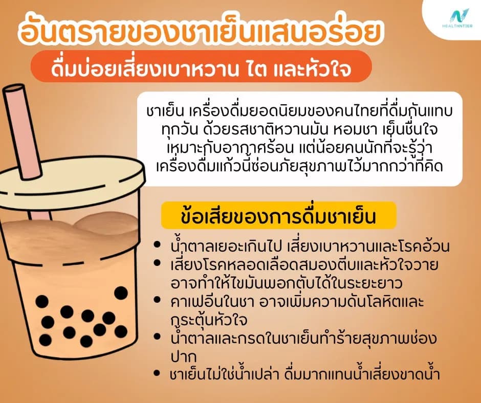 ภาพประกอบด้านโภชนาการ: อันตรายของชาเย็นแสนอร่อย ดื่มบ่อยเสี่ยงเบาหวาน ไต และหัวใจ