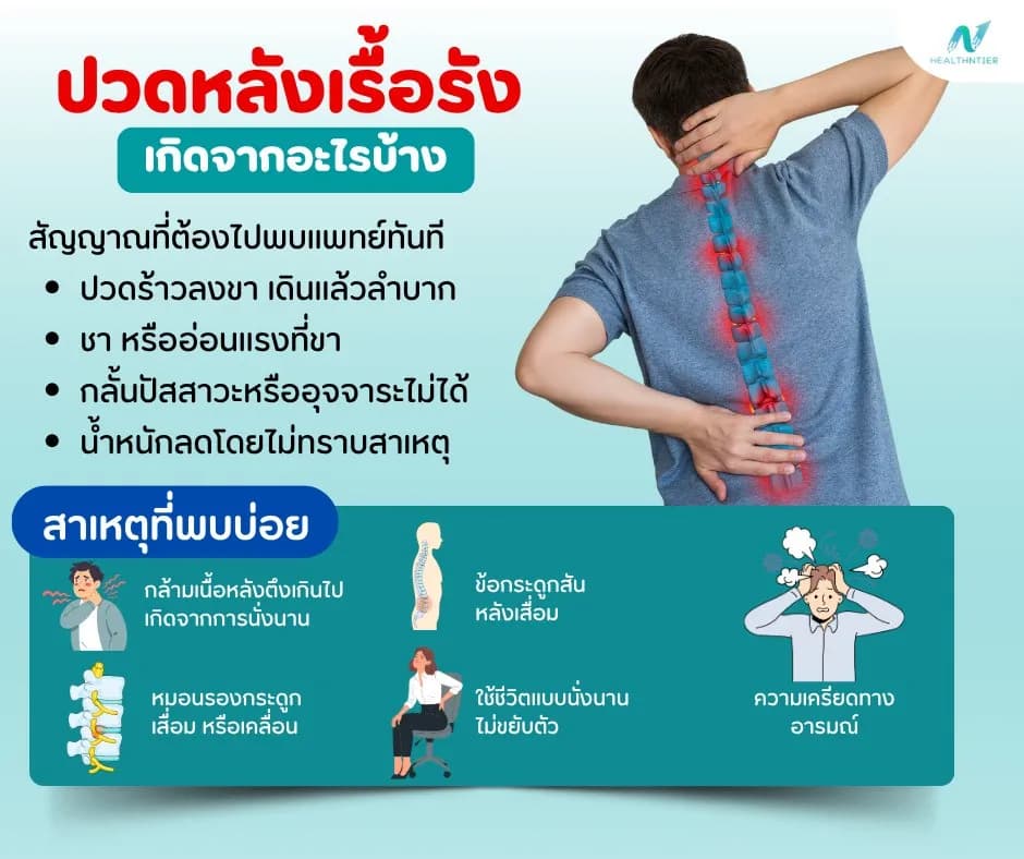 ภาพประกอบด้านสุขภาพ: ปวดหลังเรื้อรังเกิดจากอะไร? สาเหตุ อาการ และวิธีดูแลแบบถูกต้อง