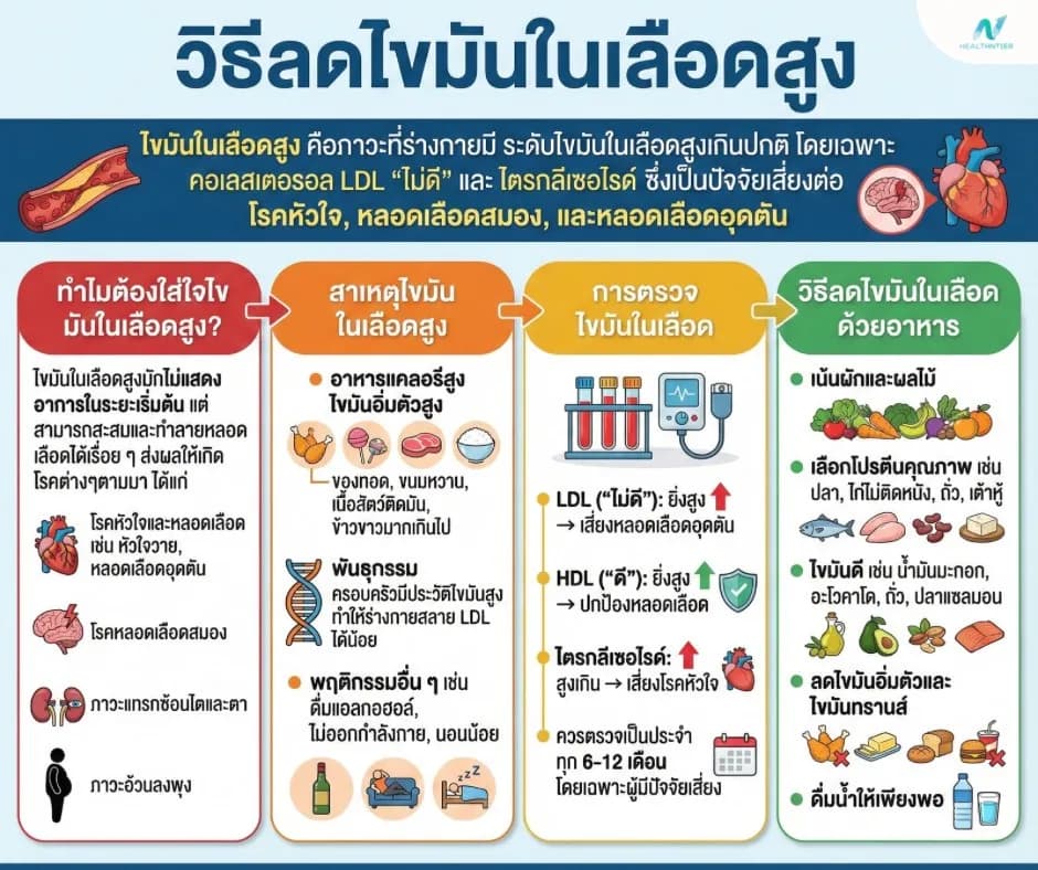ภาพประกอบด้านสุขภาพ: ไขมันในเลือดสูง: วิธีลดไขมันด้วยอาหารและสมุนไพร
