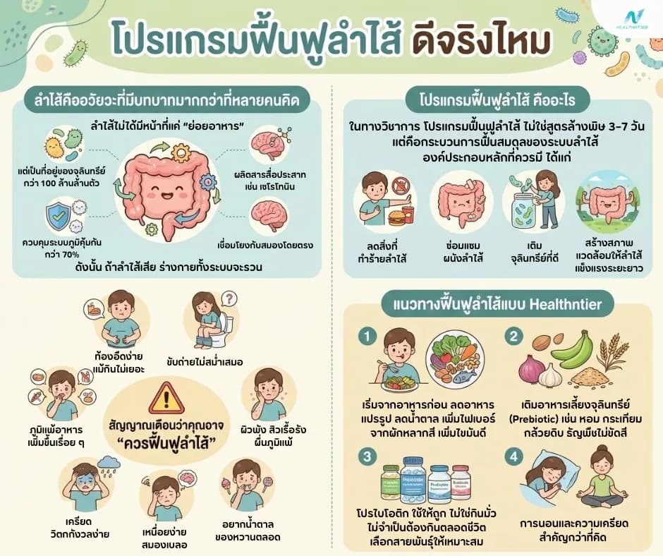 บทความสุขภาพ: โปรแกรมฟื้นฟูลำไส้ ดีจริงไหม? จำเป็นแค่ไหน และใครควรทำ