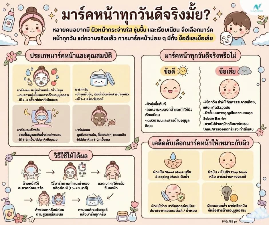 ภาพประกอบบทความ: มาร์คหน้าทุกวันดีมั้ย? วิธีใช้ให้ผิวสวยไม่พัง