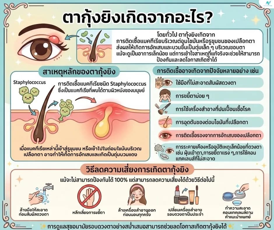ภาพประกอบด้านสุขภาพ: ตากุ้งยิงเกิดจากอะไร สาเหตุและวิธีป้องกัน