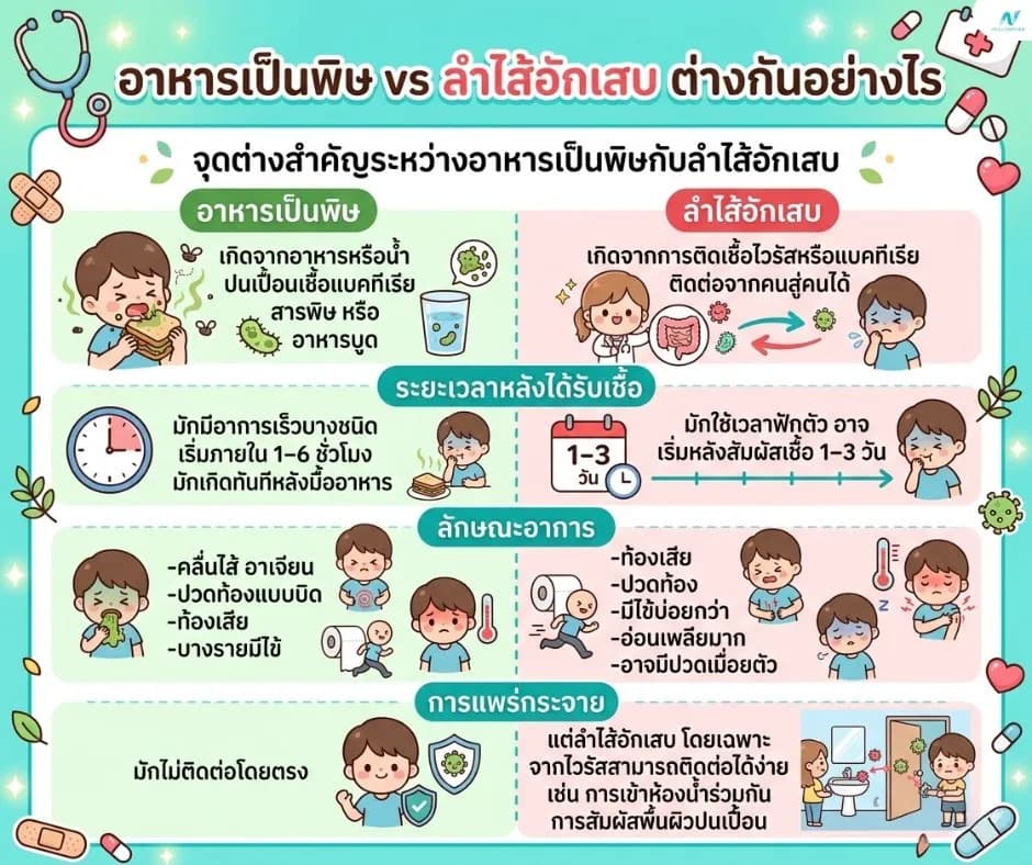 ภาพประกอบด้านสุขภาพ: อาหารเป็นพิษ vs ลำไส้อักเสบ ต่างกันอย่างไร สังเกตอาการแบบไหนอันตราย