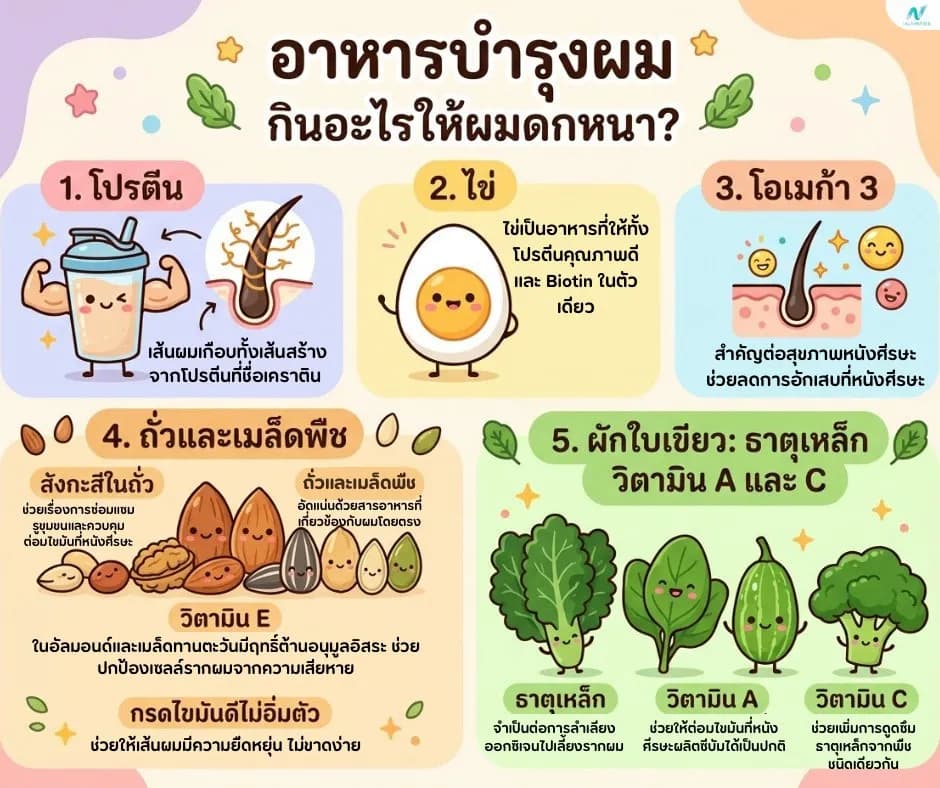 ภาพประกอบบทความ: อาหารบำรุงผม กินอะไรให้ผมดกหนา?