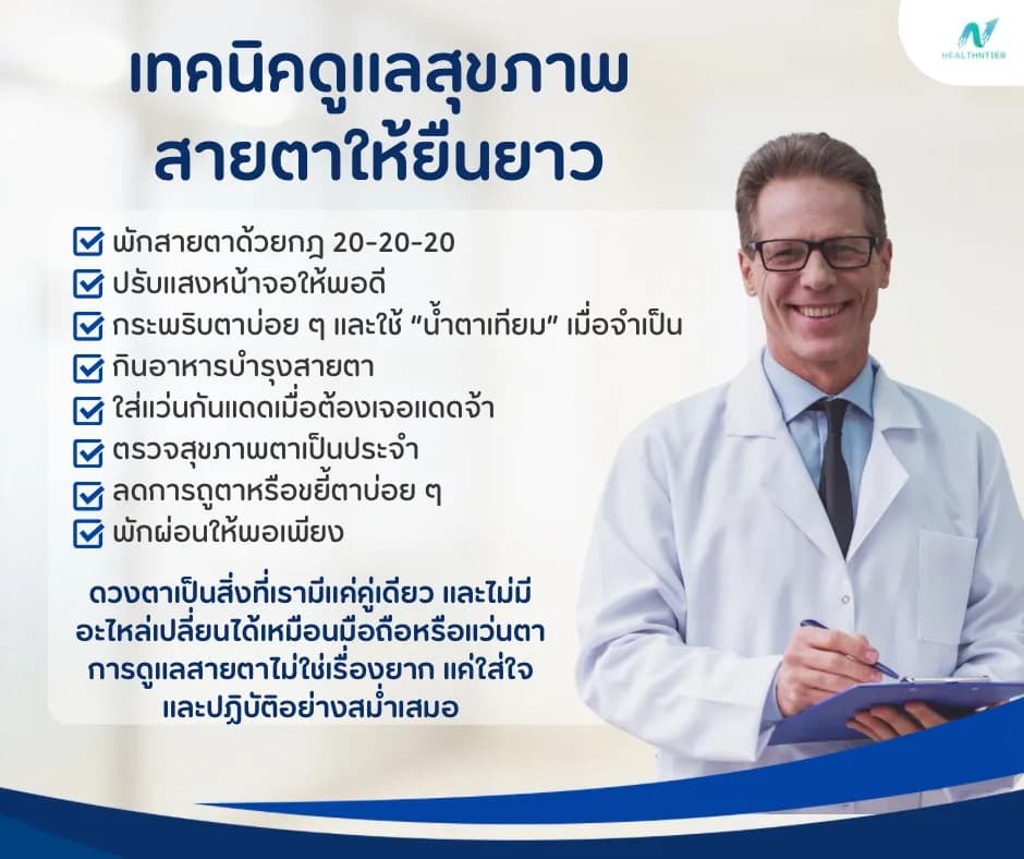 ภาพประกอบด้านสุขภาพ: เทคนิคดูแลสุขภาพสายตาให้ยืนยาว เคล็ดลับง่าย ๆ ที่คุณทำได้ทุกวัน