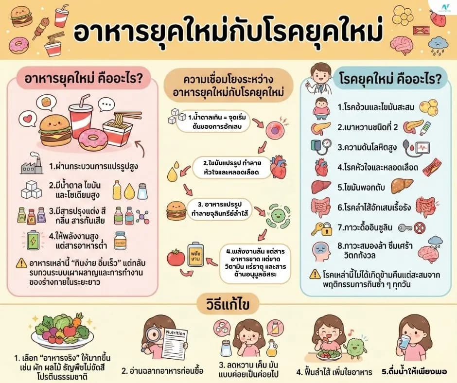 ภาพประกอบด้านโภชนาการ: อาหารยุคใหม่กับโรคยุคใหม่: กินแบบนี้ ทำไมโรคเรื้อรังเพิ่มไม่หยุด
