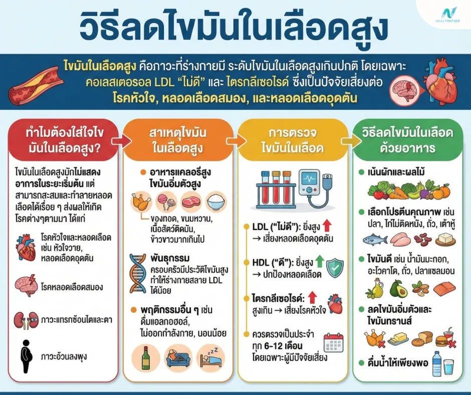 ภาพประกอบด้านสุขภาพ: ไขมันในเลือดสูง: วิธีลดไขมันด้วยอาหารและสมุนไพร